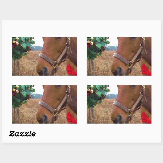 Pferd unter Mistletoe küssen Rechteckiger Aufkleber (Blatt)