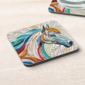 Pferd - verkettete Glasmosaike Digitale Kunst Getränkeuntersetzer (Linke Seite)