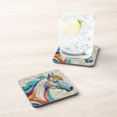 Pferd - verkettete Glasmosaike Digitale Kunst Getränkeuntersetzer (Rechte Seite)