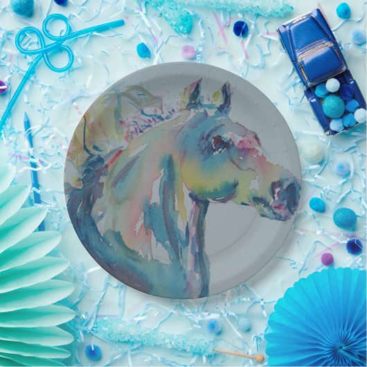 Pferd vieler Farben Pappteller (Party)