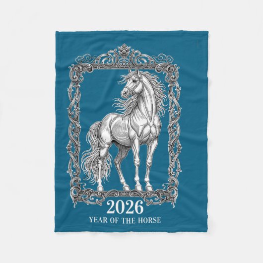 Pferd Vintage-Holzschnitt-Stilillustration Fleecedecke (Vorderseite)