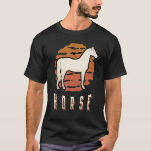 Pferd Vintage Retro Klassisches Tier Sonnenunterga T-Shirt