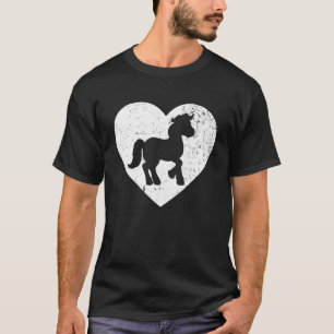 Pferd Vintage Weiß Herz Tier Valentinstag T-Shirt