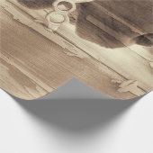 Pferd Vintager Western Sepia Rustikale Holzdekoupa Geschenkpapier (Ecke)