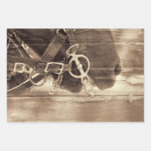 Pferd Vintager Western Sepia Rustikale Holzdekoupa Geschenkpapier Set (Vorderseite)