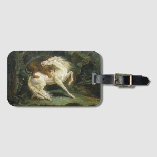 Pferd von einem Löwen angegriffen (von Théodore Gé Gepäckanhänger