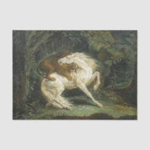 Pferd von einem Löwen angegriffen (von Théodore Gé