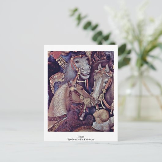 Pferd von Gentile Da Fabriano Postkarte (Stehend Vorderseite)