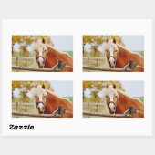 Pferd vor der Tür Rechteckiger Aufkleber (Blatt)