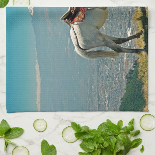 Pferd & Vulkan, Quito, Ecuador Geschirrtuch (Gefaltet)