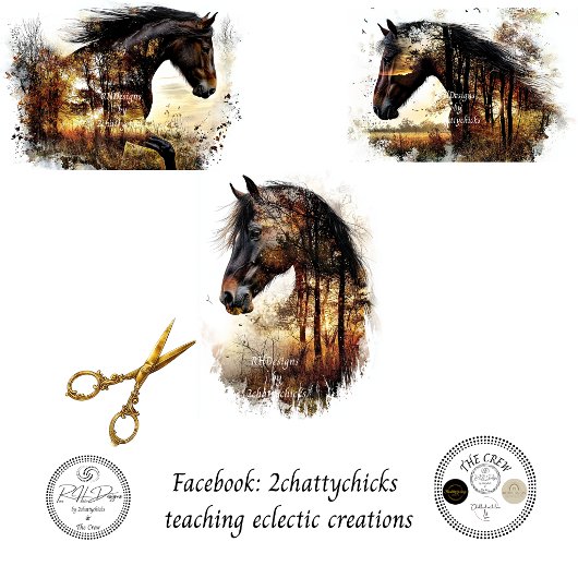 Pferd Wald Doppelbelichtung Decoupage Geschenkpapier Set