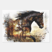 Pferd Wald Doppelbelichtung Decoupage Geschenkpapier Set (Vorderseite 3)