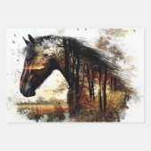Pferd Wald Doppelbelichtung Decoupage Geschenkpapier Set (Vorderseite 2)