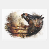 Pferd Wald Doppelbelichtung Decoupage Geschenkpapier Set (Vorderseite)
