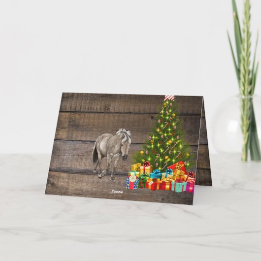 Pferd Weihnachten stabil Karte (Rückseite)