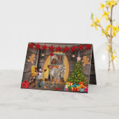 Pferd Weihnachten stabil Karte (Gelbe Blume)