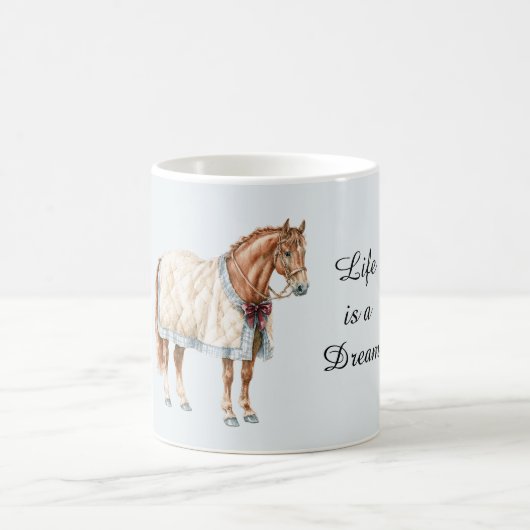Pferd Weiß Blau Decke Kaffeetasse (Mittel)