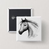 Pferd: Weiß Button (Vorne & Hinten)