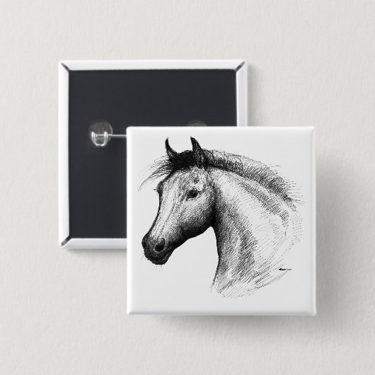 Pferd: Weiß Button (Vorne & Hinten)