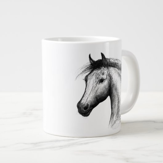 Pferd: Weiß Jumbo-Tasse (Vorderseite Rechts)