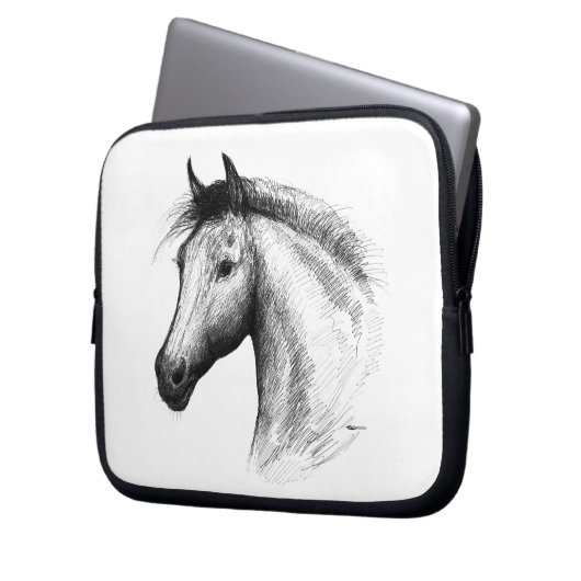 Pferd: Weiß Laptopschutzhülle (Vorderseite Links)