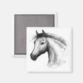 Pferd: Weiß Magnet (Vorderseite/Rückseite)
