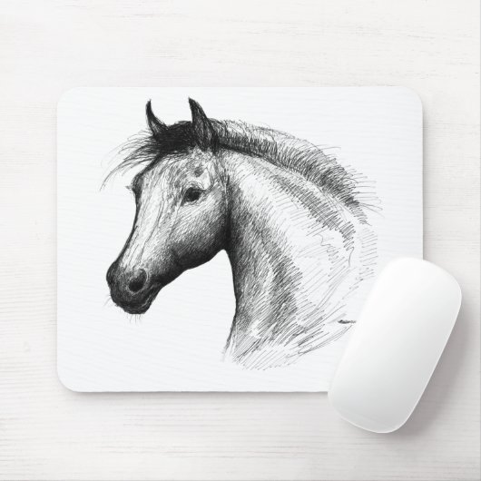 Pferd: Weiß Mousepad (Mit Mouse)
