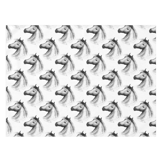 Pferd: Weiß Tischdecke (Vorderseite (Horizontal))