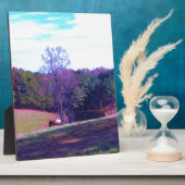 Pferd weit weg in einem Lila Feld Fotoplatte (Seite)