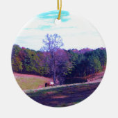 Pferd weit weg in einem Lila Feld Keramikornament (Vorne)