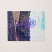 Pferd weit weg in einem Lila Feld Puzzle (Horizontal)