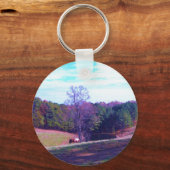Pferd weit weg in einem Lila Feld Schlüsselanhänger (Vorderseite)