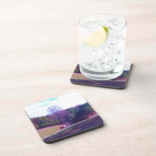 Pferd weit weg in einem Lila Feld Untersetzer (Rechte Seite)