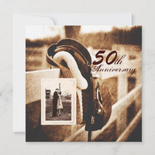 Pferd Western Cowboy 50. Hochzeitstag Einladung