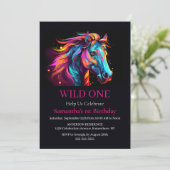Pferd Wild One Geburtstag Einladung (Stehend Vorderseite)