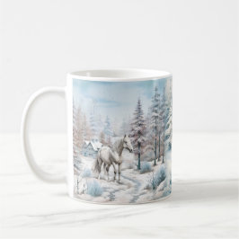 Pferd Winter Szene Schneewald Weihnachten Kaffeetasse