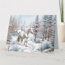 Pferd Winter Szene Schneewald Weihnachten