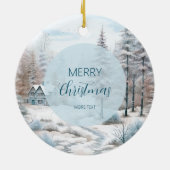 Pferd Winter Szene Schneewald Weihnachten Keramik Ornament (Hinten)