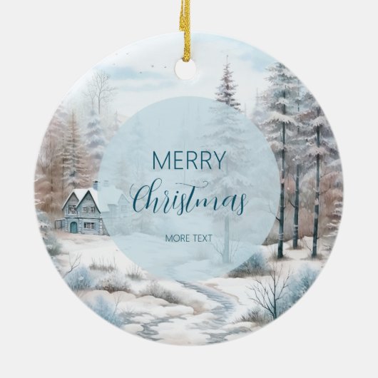 Pferd Winter Szene Schneewald Weihnachten Keramik Ornament (Hinten)