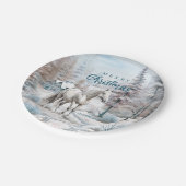 Pferd Winter Szene Schneewald Weihnachten Pappteller (Schrägansicht)