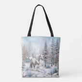 Pferd Winter Szene Schneewald Weihnachten Tasche (Rückseite)