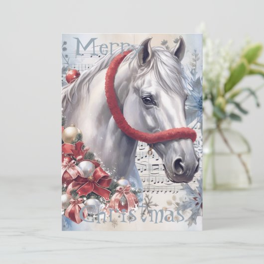 Pferd Winter Weihnachten Wasserfarbe (Stehend Vorderseite)