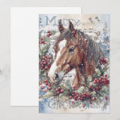 Pferd Winter Weihnachten Wasserfarbe (Vorne/Hinten)