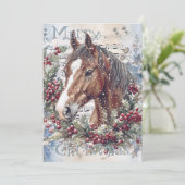 Pferd Winter Weihnachten Wasserfarbe (Stehend Vorderseite)