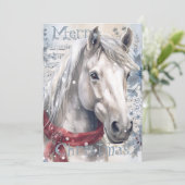Pferd Winter Weihnachten Wasserfarbe (Stehend Vorderseite)