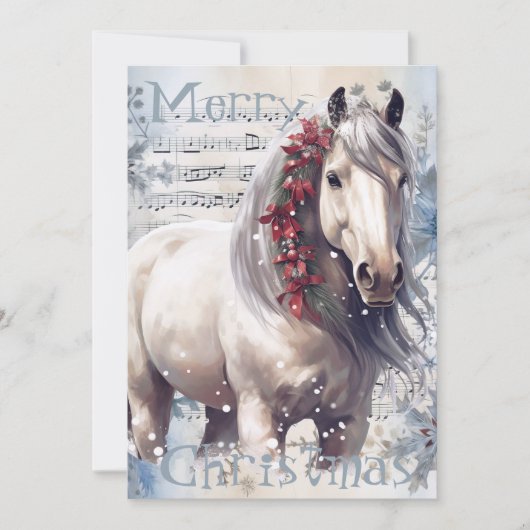 Pferd Winter Weihnachten Wasserfarbe (Vorderseite)