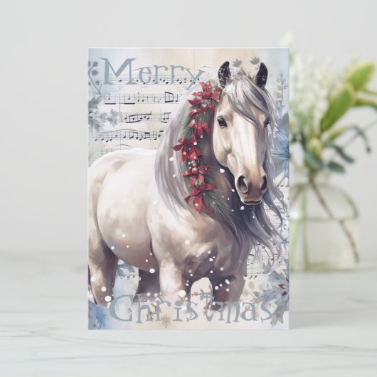 Pferd Winter Weihnachten Wasserfarbe (Stehend Vorderseite)