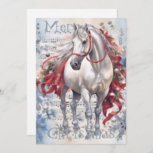 Pferd Winter Weihnachten Wasserfarbe (Vorne/Hinten)