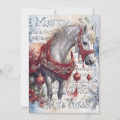 Pferd Winter Weihnachten Wasserfarbe (Vorderseite)