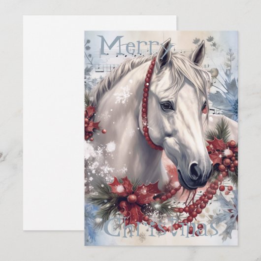 Pferd Winter Weihnachten Wasserfarbe (Vorne/Hinten)